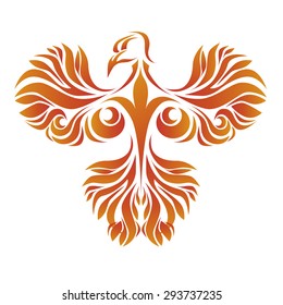 Vector illustration of a fiery phoenix