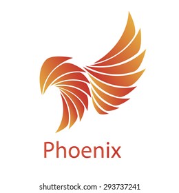 Vector illustration of a fiery phoenix