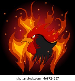 Vector illustration of a fiery rooster on New year 2017, template for flyer, merry Christmas and Happy new year