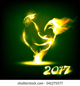 Vector illustration of the  Fiery rooster - symbol of the Chinese New Year.