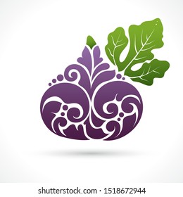Vector illustration fig - symbol, icon, package design element, abstract ornamental pattern on white background