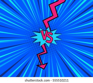 Vector Illustration of  Fight Bubble in Comics Style for Design, Website, Background, Banner. Versus Retro Element Template. Comics Book Frame