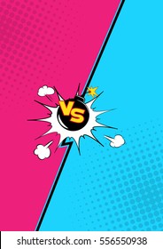 Vector Illustration of  Fight Bubble in Comics Style for Design, Website, Background, Banner. Versus Retro Element Template. Comics Book Frame.