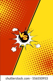 Vector Illustration of  Fight Bubble in Comics Style for Design, Website, Background, Banner. Versus Retro Element Template. Comics Book Frame.