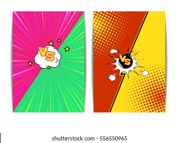 Vector Illustration of  Fight Bubble in Comics Style for Design, Website, Background, Banner. Versus Retro Element Template. Comics Book Frame.