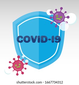 Ilustración vectorial contra el virus covid-19 corona. Símbolo de protección COVID-19.