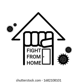 Vector illustration fight covid-19 corona virus. cure corona virus. people fight virus concept. stay at home. quarantine at home