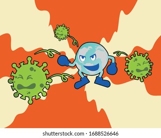 Vector illustration fight covid-19 corona virus. cure corona virus. global fight virus concept. corona viruses vaccine concept. end of 2019-ncov. don't be afraid of the corona virus concept.