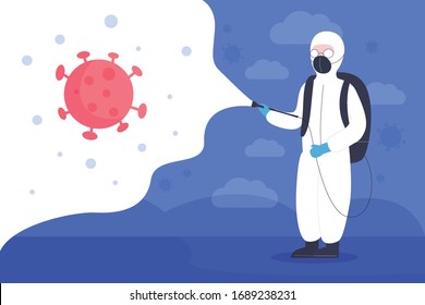 Vector illustration fight covid-19 corona virus. cure corona virus. people fight virus concept. corona viruses vaccine concept. end of 2019-ncov. don't be afraid of the corona virus concept.
