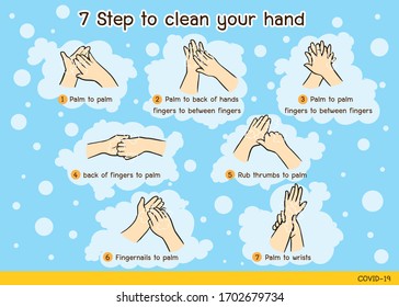 Vector illustration fight covid-19 corona virus, prevention washing hands vector illustration, Survived Virus Protection Cartoon, Doodle cute cartoon
