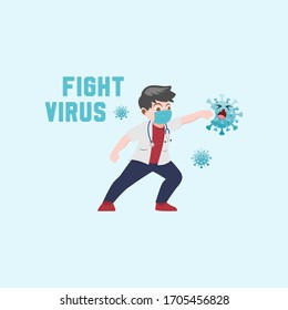 Vector illustration fight covid-19 corona virus. don't be afraid of the corona virus 