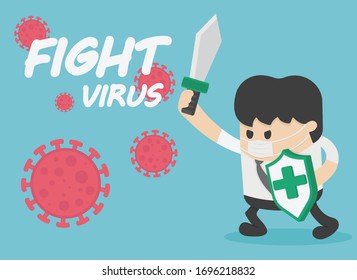 Vector illustration fight covid-19 coronavirus 