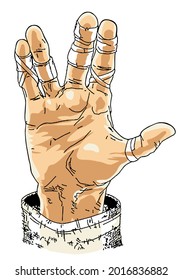 Vector illustration of fighter hand with tattered bandages.