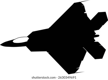 Vector illustration of a fighter jet aircraft in flight. Perfect for military, aviation, air force, or transportation-related designs and projects.