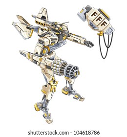 Vector illustration of fighter on white background.