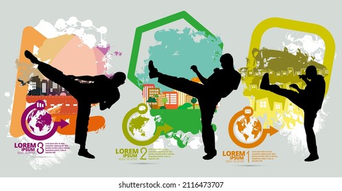 Vector illustration of fighter. Oriental combat sport