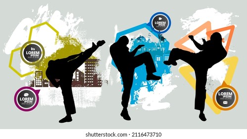 Vector illustration of fighter. Oriental combat sport