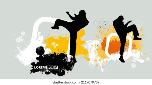 Vector illustration of fighter. Oriental combat sport