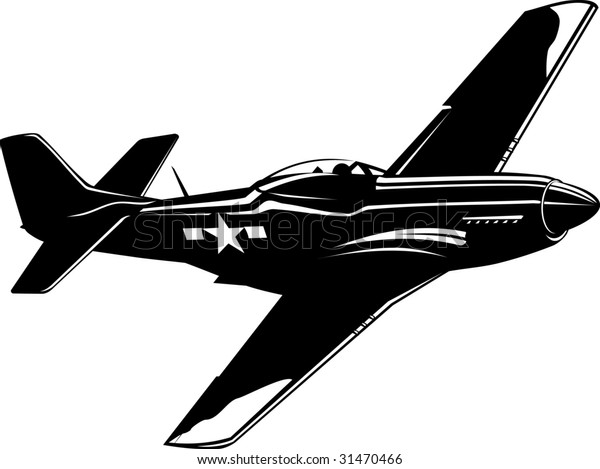 Vector Illustration Fighter P51 Mustang Black Stock Vector (Royalty ...