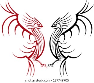 Vector illustration. Fighting cocks tattoo