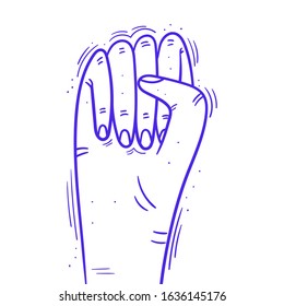 Vector illustration of a fighting fist - Symbol of feminism or revolution, fight for rights - Doodle style, isolated object on white background