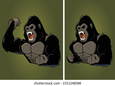 Vector Illustration Of Fighting Gorillas.