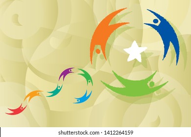 Vector illustration of figure background of acrobats.