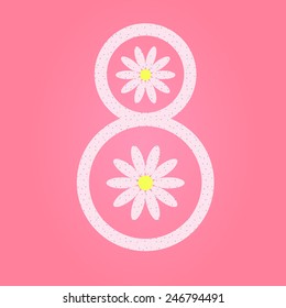 Vector illustration of the figure eight with daisy flowers. 8 March design element.
