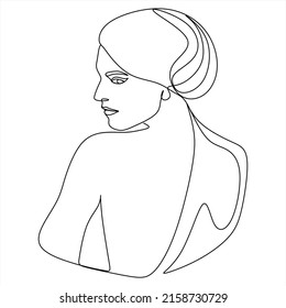 Ilustración vectorial de un dibujo de una línea de la mujer, dibujo de contorno de la niña, simple. Chica con su ropa interior negra