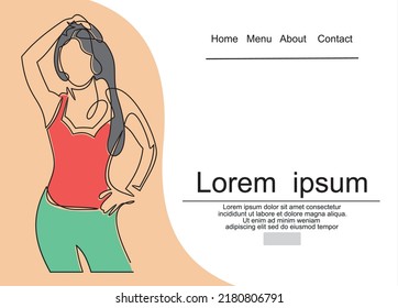 Vector illustration of a woman’s figure one-line drawing, contour drawing of girl, simple.Can used for logo, emblem, slide show and banner. Illustration with quote template.