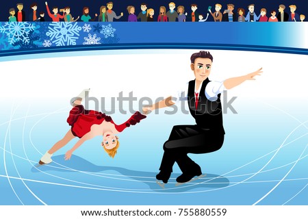 A vector illustration of Figure Skating Athletes Competing