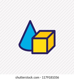 Vector illustration of figures icon colored line. Beautiful construction element also can be used as cylinder cube icon element.