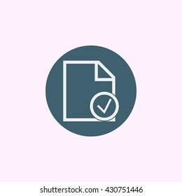 Vector illustration of file accept sign icon on blue circle background.