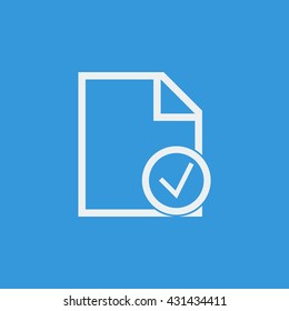 Vector illustration of file accept sign icon on blue background.