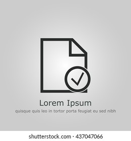 Vector illustration of file accept sign icon on grey background.