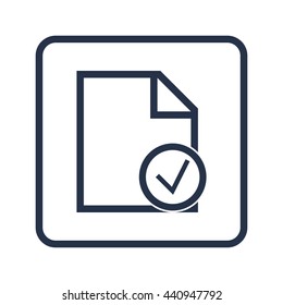 Vector illustration of file accept sign icon on blue round background.