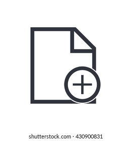 Vector illustration of file add sign icon on white background.