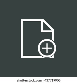 Vector illustration of file add sign icon on dark background.