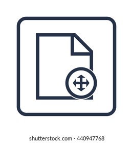 Vector illustration of file arrow sign icon on blue round background.
