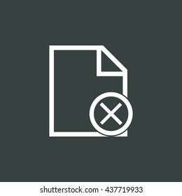 Vector illustration of file cancel sign icon on dark background.