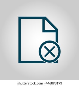 Vector illustration of file cancel sign icon on grey background.