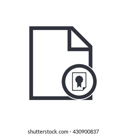 Vector illustration of file certificate sign icon on white background.