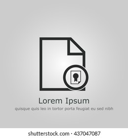 Vector illustration of file certificate sign icon on grey background.