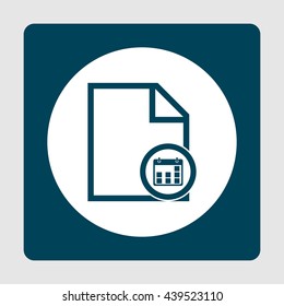 Vector illustration of file date sign icon on blue background.