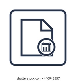 Vector illustration of file date sign icon on blue round background.