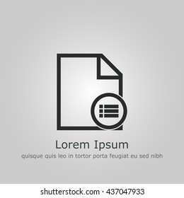Vector illustration of file detail sign icon on grey background.