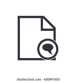 Vector illustration of file discussion sign icon on white background.