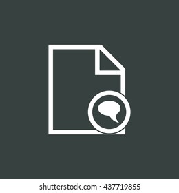 Vector illustration of file discussion sign icon on dark background.