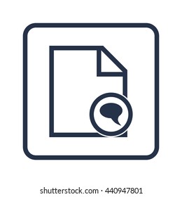 Vector illustration of file discussion sign icon on blue round background.