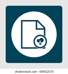 Vector illustration of file download sign icon on blue background.